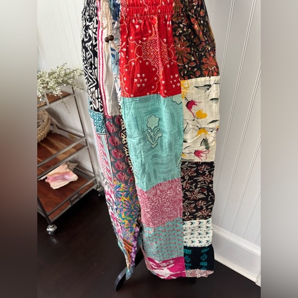 NWT Kanthmandu Kantha Patchwork Wide Leg Drawstring Pants ~ One Size Fits Most - Picture 6 of 9